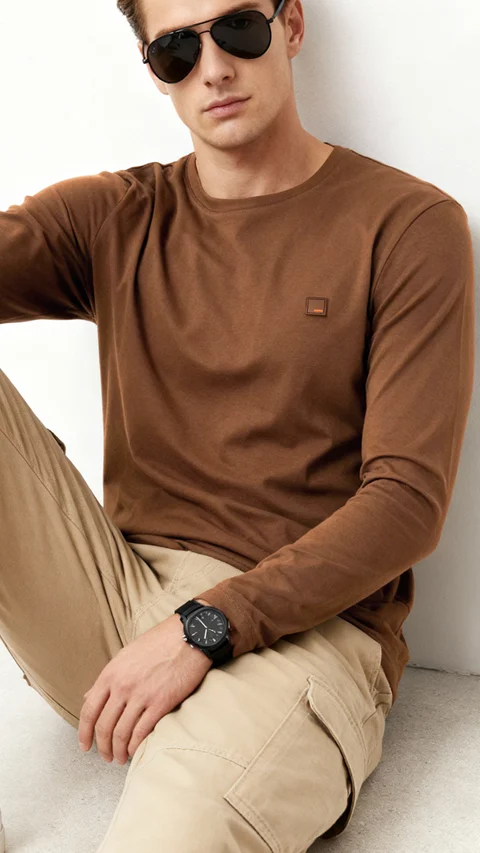 Fluid Full Sleeve T-Shirts Acadia Brown