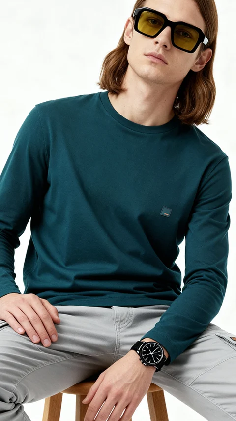 Fluid Full Sleeve T-Shirts Stanley Teal