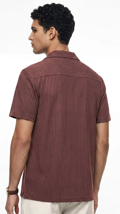 Striped Cuban Collar Shirt Canyon Brown