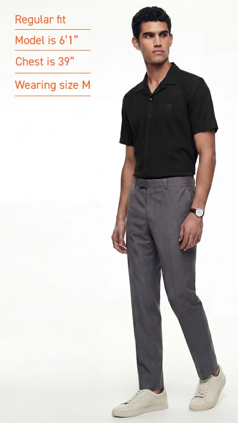 Striped Cuban Collar Shirt Night Black