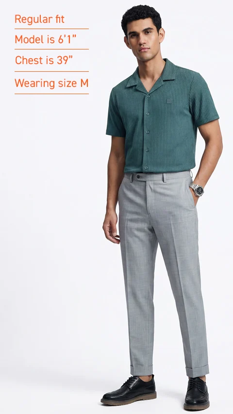Striped Cuban Collar Shirt Poolside Teal