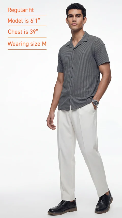 Striped Cuban Collar Shirt River Grey