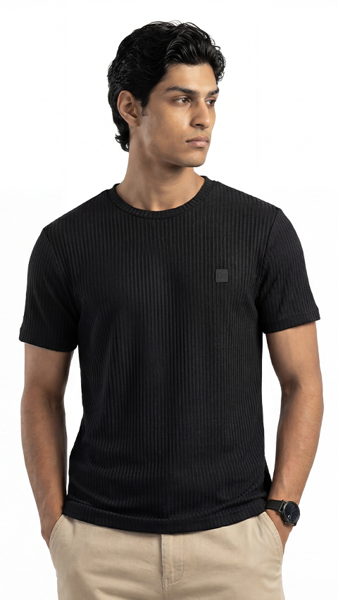 Striped T-Shirt Night Black