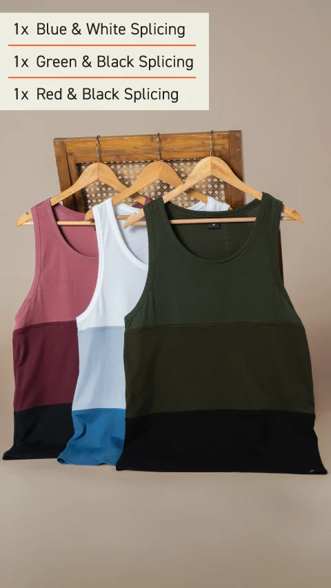 Long Weekender Colorblock Tank Tops Box-A (Pack of 3)