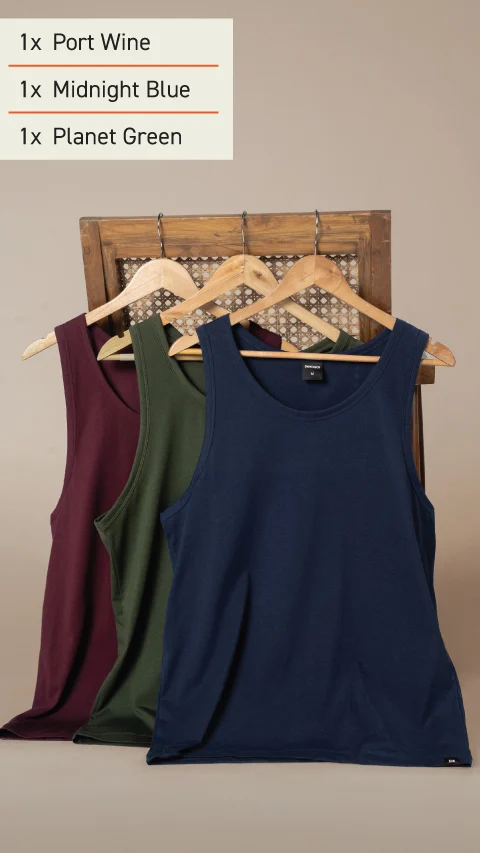 Long Weekender Solid Tank Tops Box-A (Pack of 3)