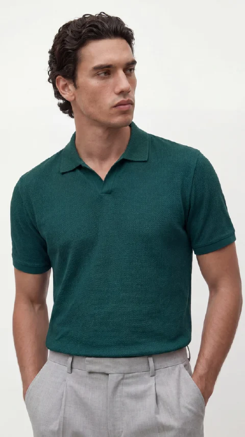 All Degree Johnny Collar Polo Luxe Teal