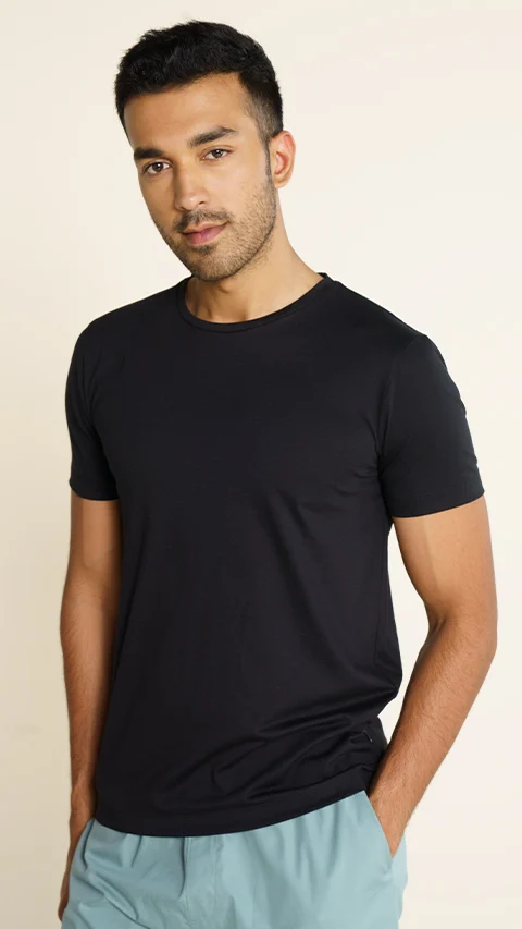 Breeeze Ultra-Light Solid T-Shirt Canopy Green Jet Black