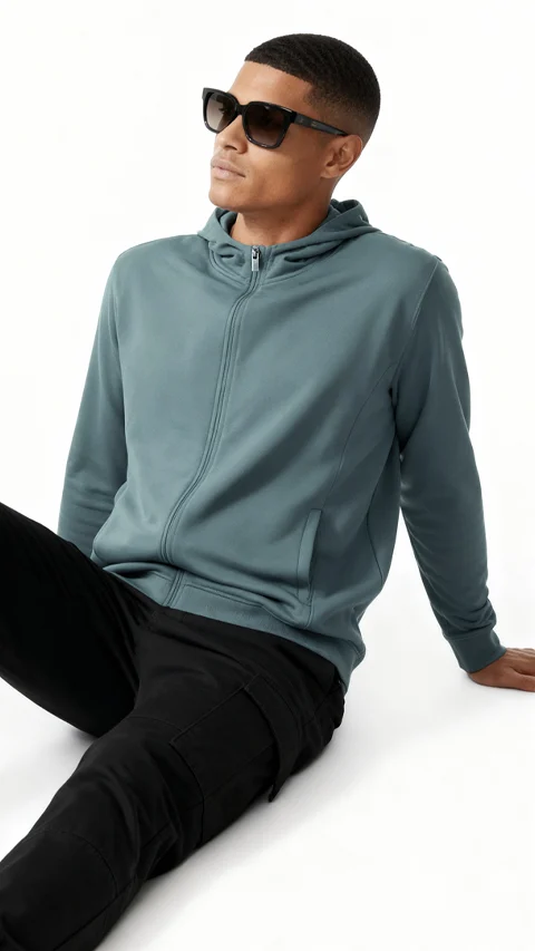ReNEWd Zipper Hoodie Wave Blue