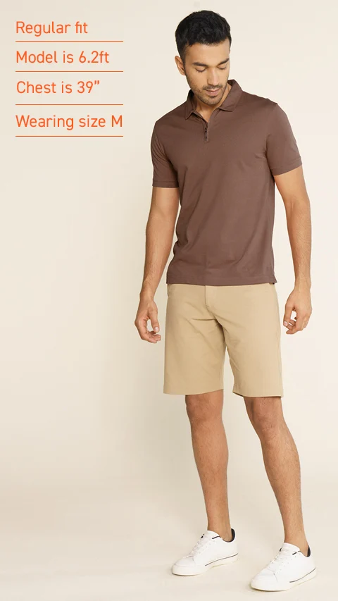 Constant All-Degree Pique Polo Zipper- Russet Brown