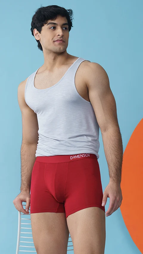 Deo-Soft Trunks Complete Black, Ocean Depths, Tango Red
