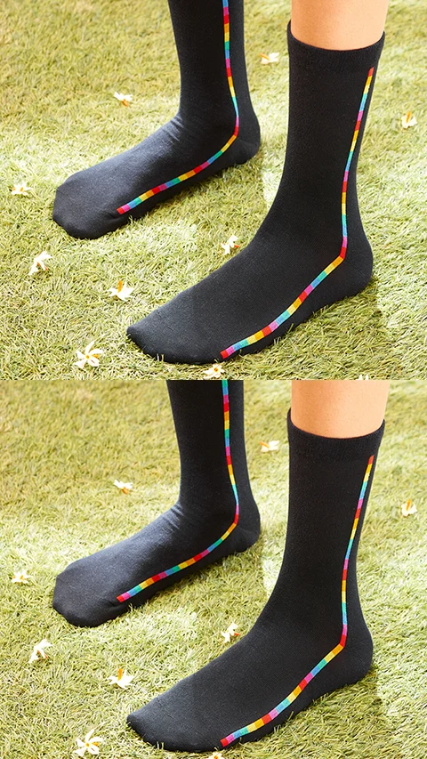 Aloe-Soft Calf Length Socks- Pride Steps Black, Pride Steps Black