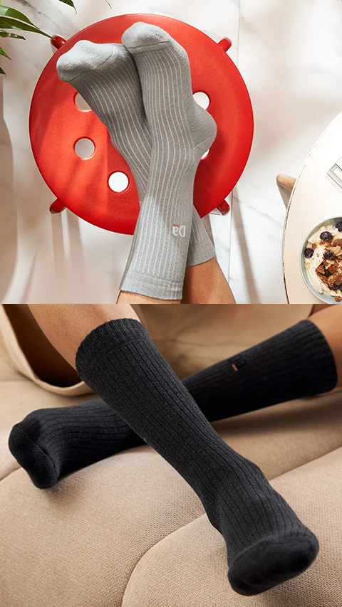 Aloe-Soft Calf Length Terry Socks- Bold Grey, Shy Grey