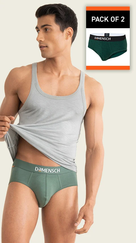 Value Deal Deo-Cotton Briefs- Dark Ivy, Forest Biome