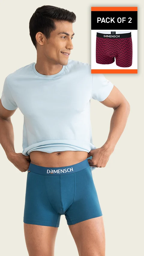 Value Deal Deo-Cotton Trunks- Lysons Blue, Rhododenron