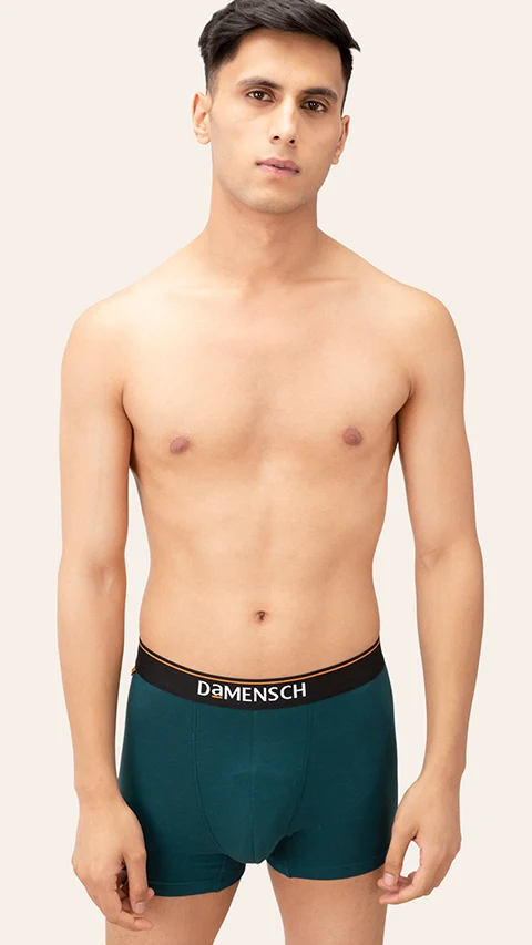 Value Deal Deo-Cotton Trunks- Teal Trust, Black Knight