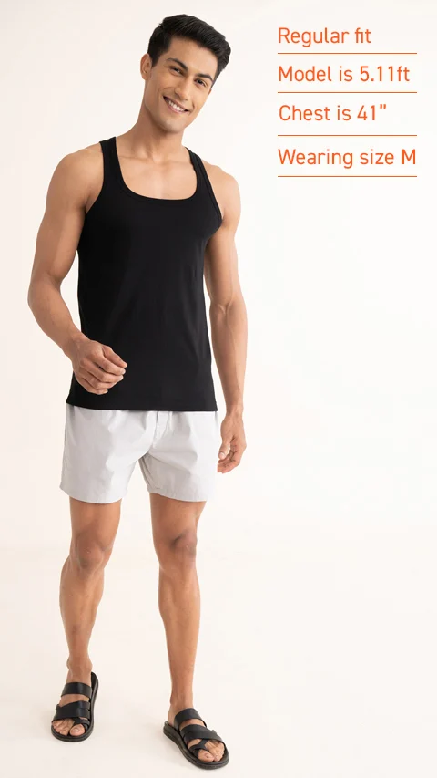 Neo-Cotton Antibacterial Vest Square- Da Black