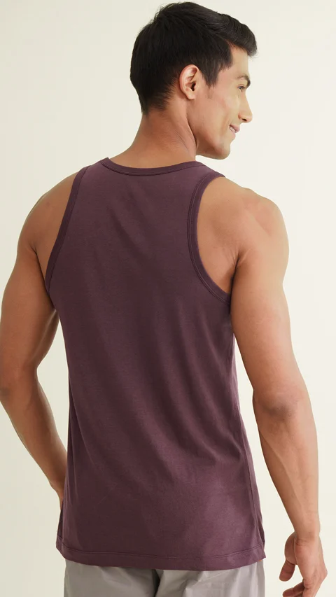 Neo-Cotton Antibacterial Vest Round- Mineral Maroon