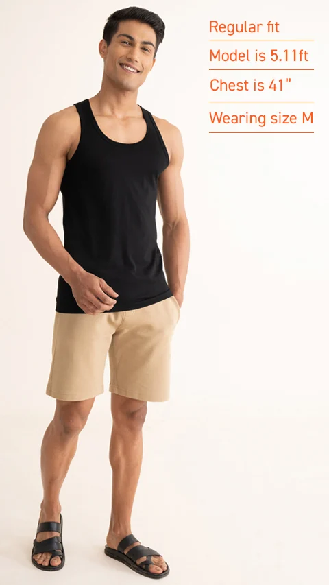 Neo-Cotton Antibacterial Vest Round- Da Black