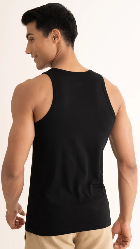 Neo-Cotton Antibacterial Vest Round- Da Black