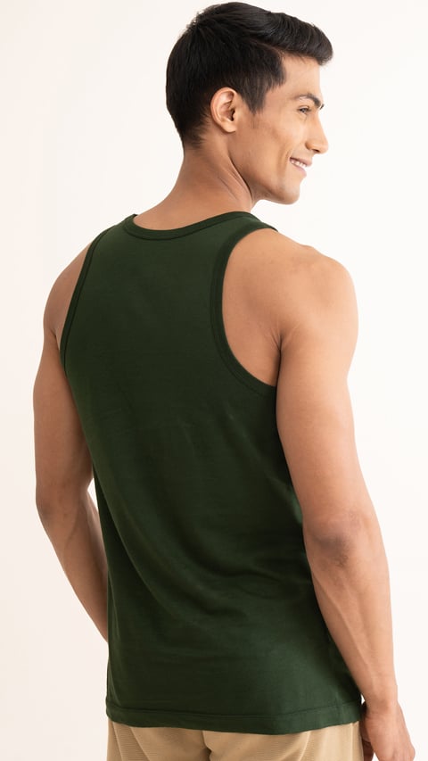 Damensch Neo-Cotton Antibacterial Vest Round Mountain Green