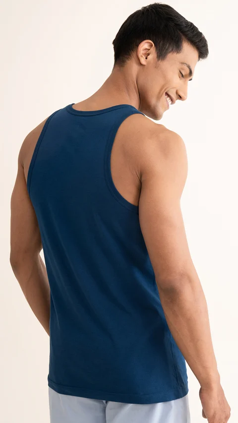 Neo-Cotton Antibacterial Vest Round- Better Blue