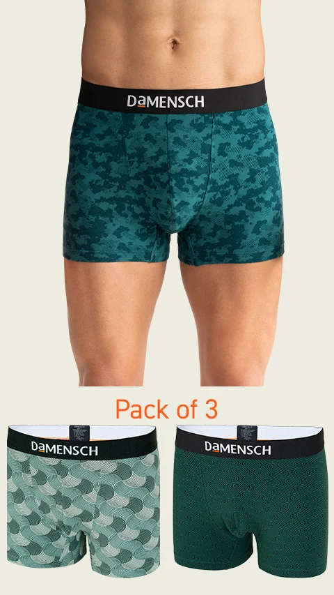 Men’s Deo-Cotton Deodourising Trunks Colonial Blue, Aquifer, Forest Biome