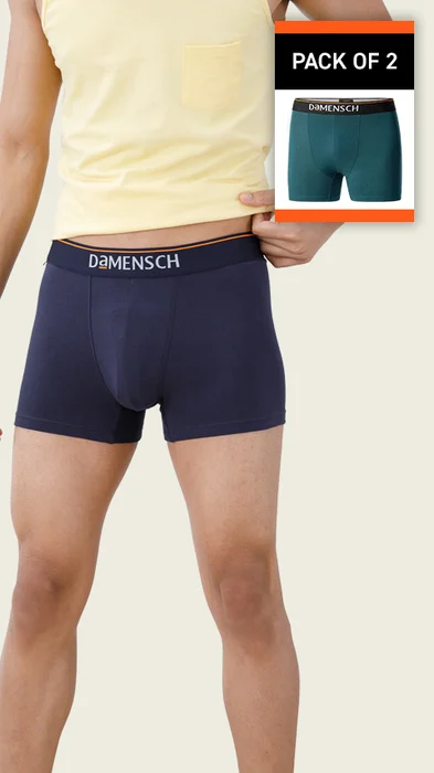 DaMENSCH Men's Regular Fit Cotton Pack of 2 Basic Printed Trunk