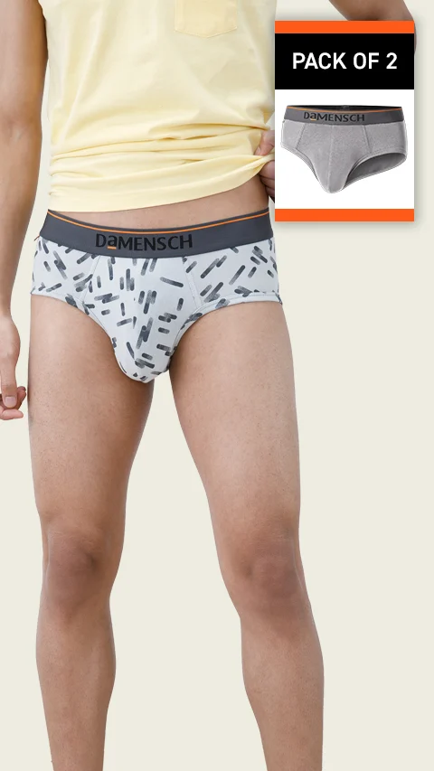 Value Deal Deo-Cotton Briefs- Salt Gray, Stroke Gray
