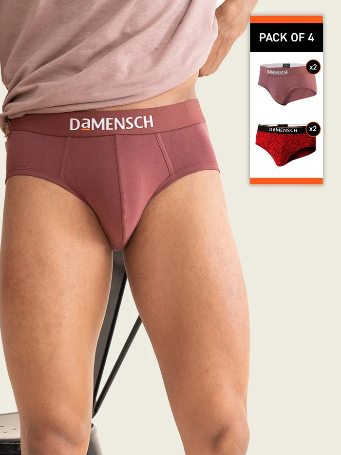 Deo-Cotton Brief Marsala, Wine Grid Game