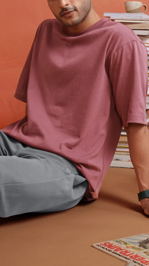 Statement Oversized Solid T-Shirts Magenta Haze
