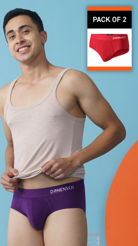 Value-Deal Deo-Soft Briefs Very Violet, Tango Red