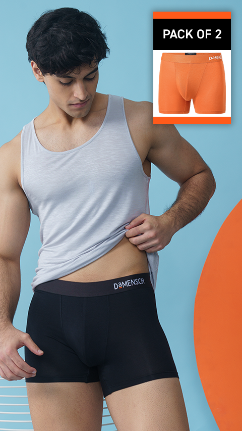Value-Deal Deo-Soft Trunks Complete Black, Gold Flame