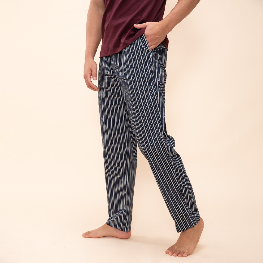 Buy Men Slumber Navy Stretch Pyjama Pants | DaMENSCH