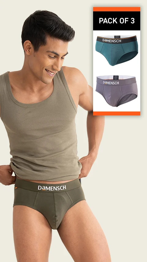 Value Deal Deo-Cotton Briefs- Olive Night, Teal Trust, Rabbit