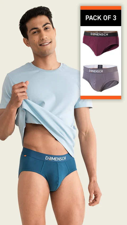 Value Deal Deo-Cotton Briefs- Lysons Blue, Violet View, Rabbit