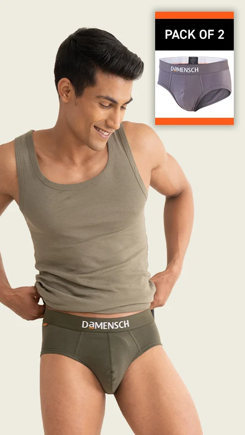 Value Deal Deo-Cotton Briefs- Rabbit, Olive Night