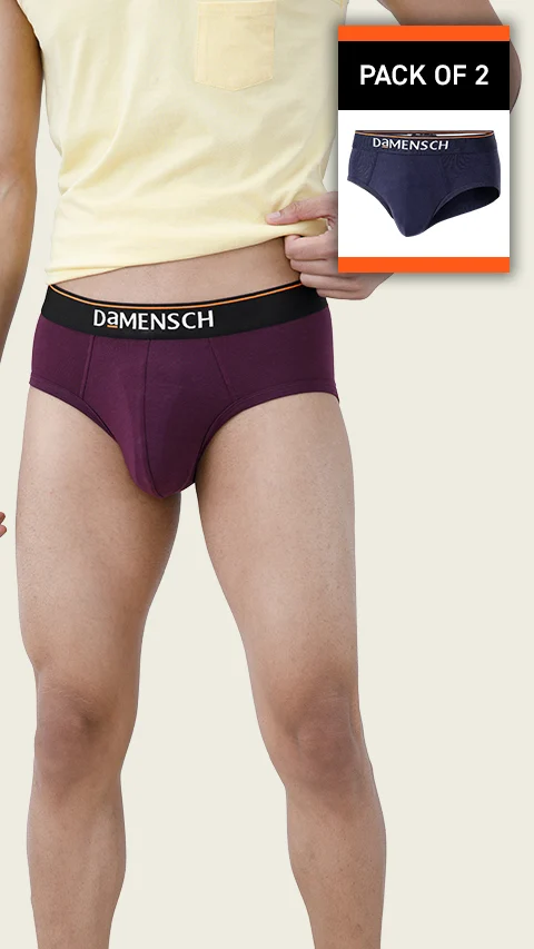 Value Deal Deo-Cotton Briefs- Violet View, New Navy