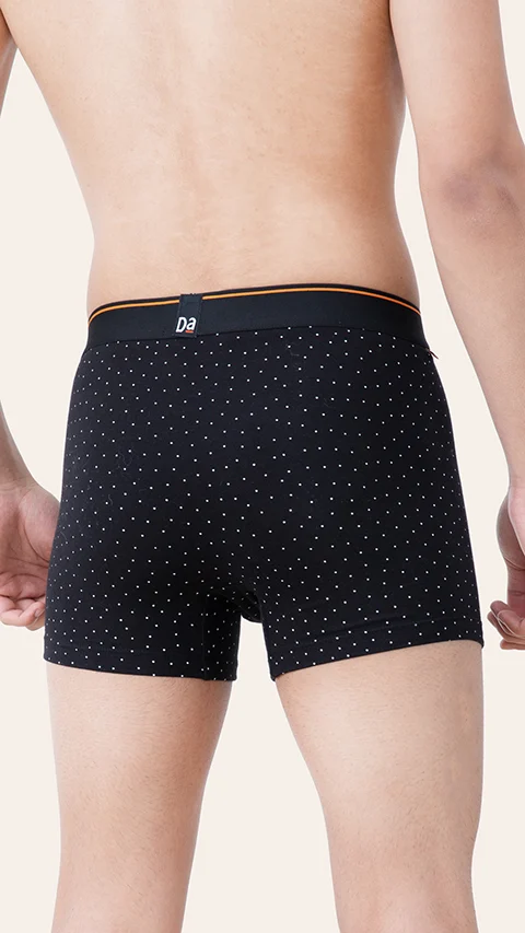 Value Deal Deo-Cotton Trunks- Blue Buzz, Black Space Dot