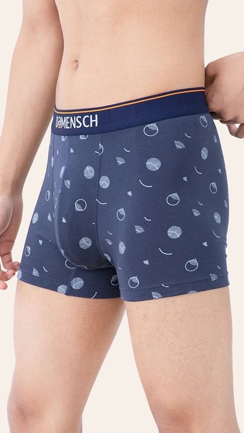 Value Deal Deo-Cotton Trunks- Blue Buzz, Black Space Dot