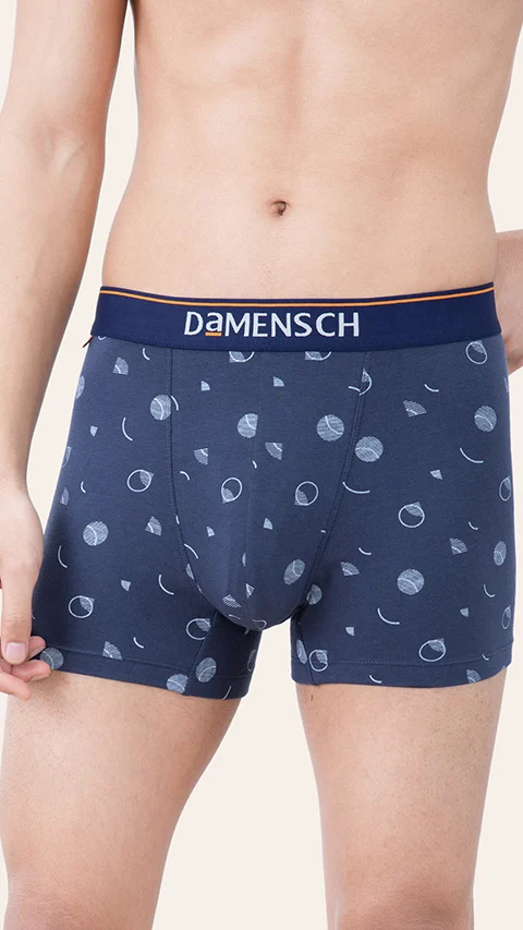 Value Deal Deo-Cotton Trunks- Blue Buzz, Stroke Gray