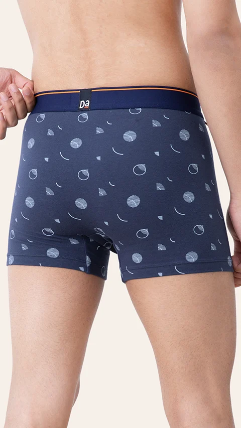 Value Deal Deo-Cotton Trunks- Blue Buzz, Stroke Gray