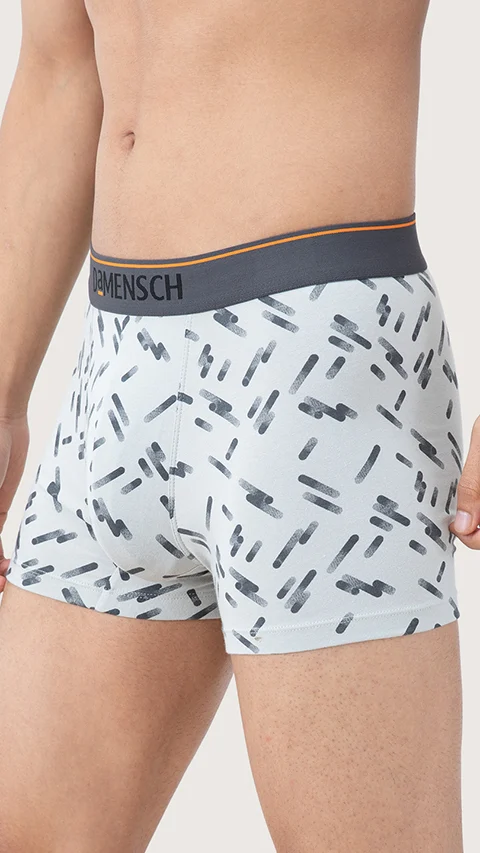 Value Deal Deo-Cotton Trunks- Blue Buzz, Stroke Gray