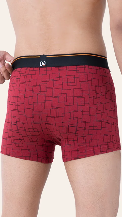 Value Deal Deo-Cotton Trunks- Wine Grid Game, Rhododenron