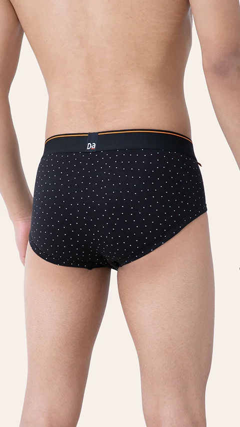 Deo-Cotton Brief- Black Space Dot