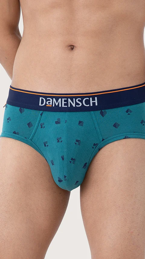 Deo-Cotton Brief- Check & Mate Teal