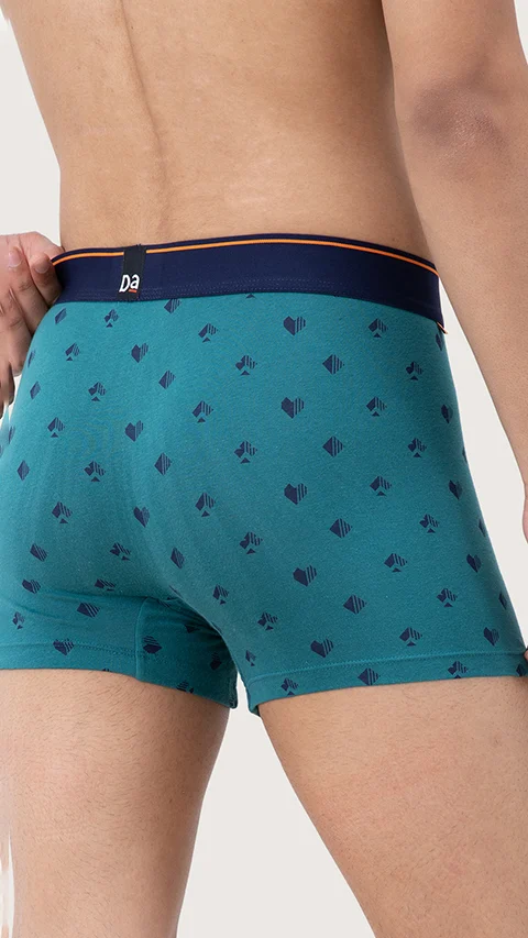 Value Deal Deo-Cotton Trunks- Check & Mate Teal, Rhododenron, Black Space Dot