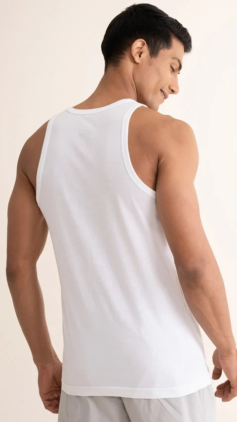 Neo-Cotton Antibacterial Vest Round- So White