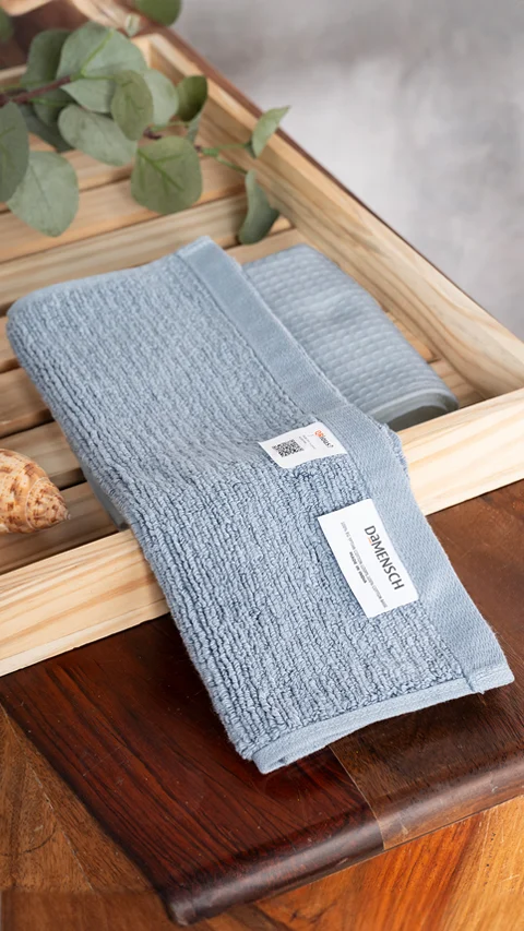 Waffle-Plush Face Towels- Pack Of 2 Earthy Blue