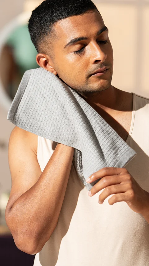 Waffle - Plush Face Towel Fog Grey