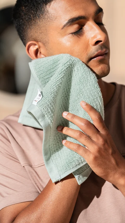 Waffle-Plush Face Towels- Pack Of 4 Earthy Blue, Sea Green